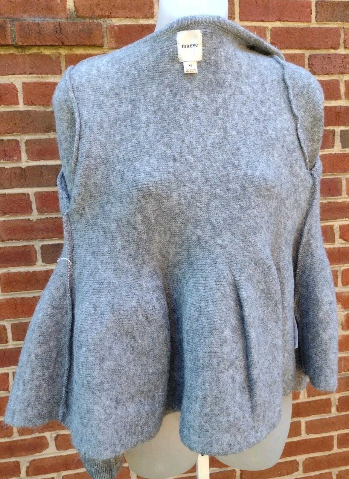 Maeve Anthropologie Gray Rhinestone Button Peplum Cardigan Sweater XS