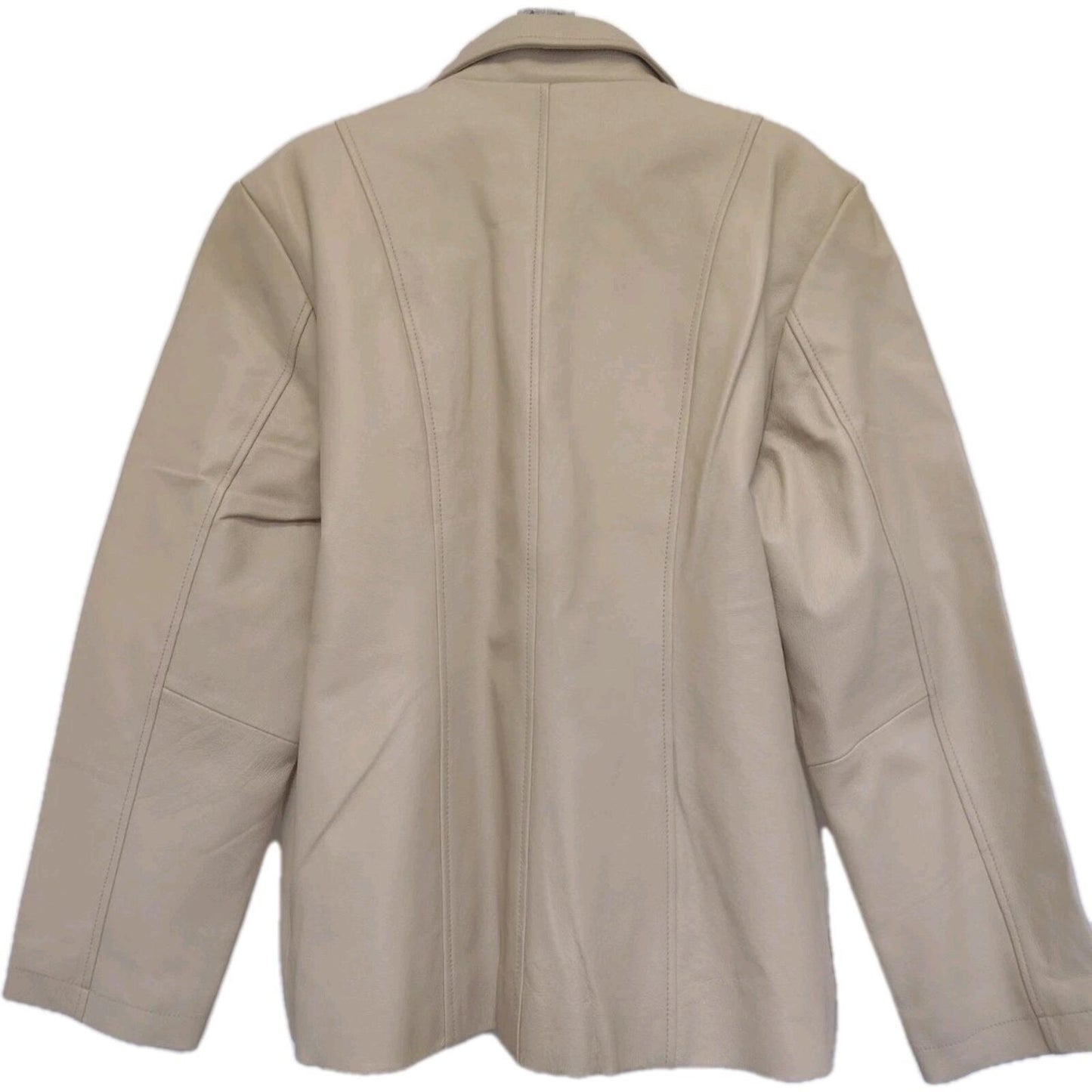NWT  Cream Washable Leather Full Zip Jacket Dialogue The New Language of Style L