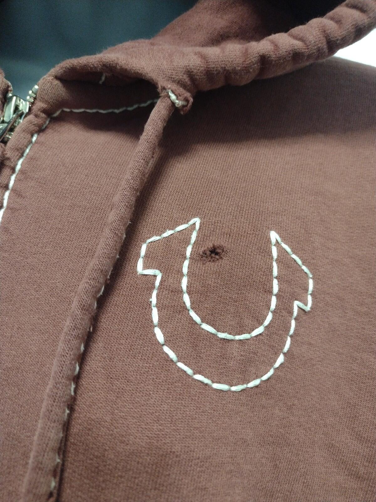 True Religion XXL Hoodie Red Fade Big Stitch Zip Up RivetY2K