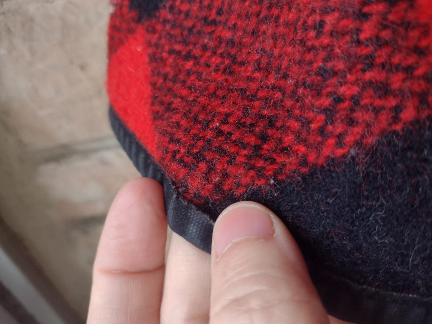 Vintage 60s 70s Wool Buffalo Plaid Cape Poncho Red Black Laced Sides