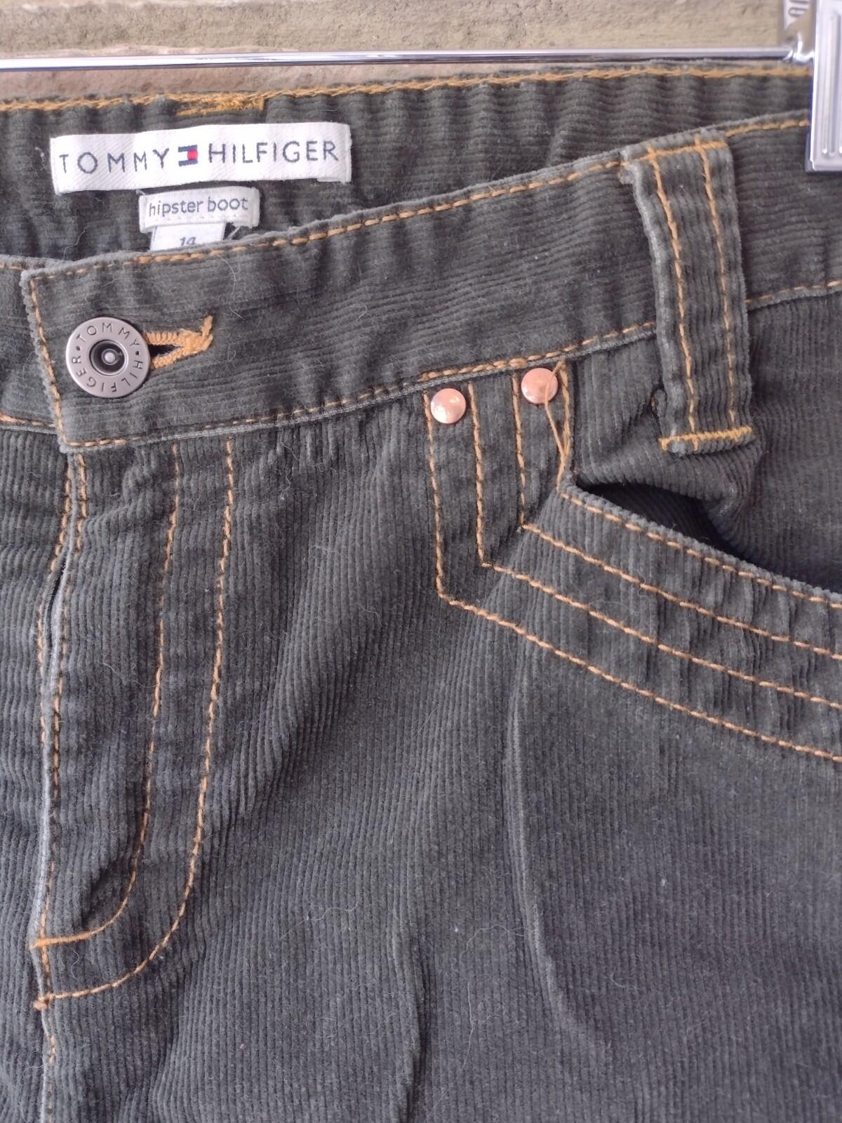 Y2K Tommy Hilfiger Hipster Boot Micro Cord Pants 14 Dark Green 2004
