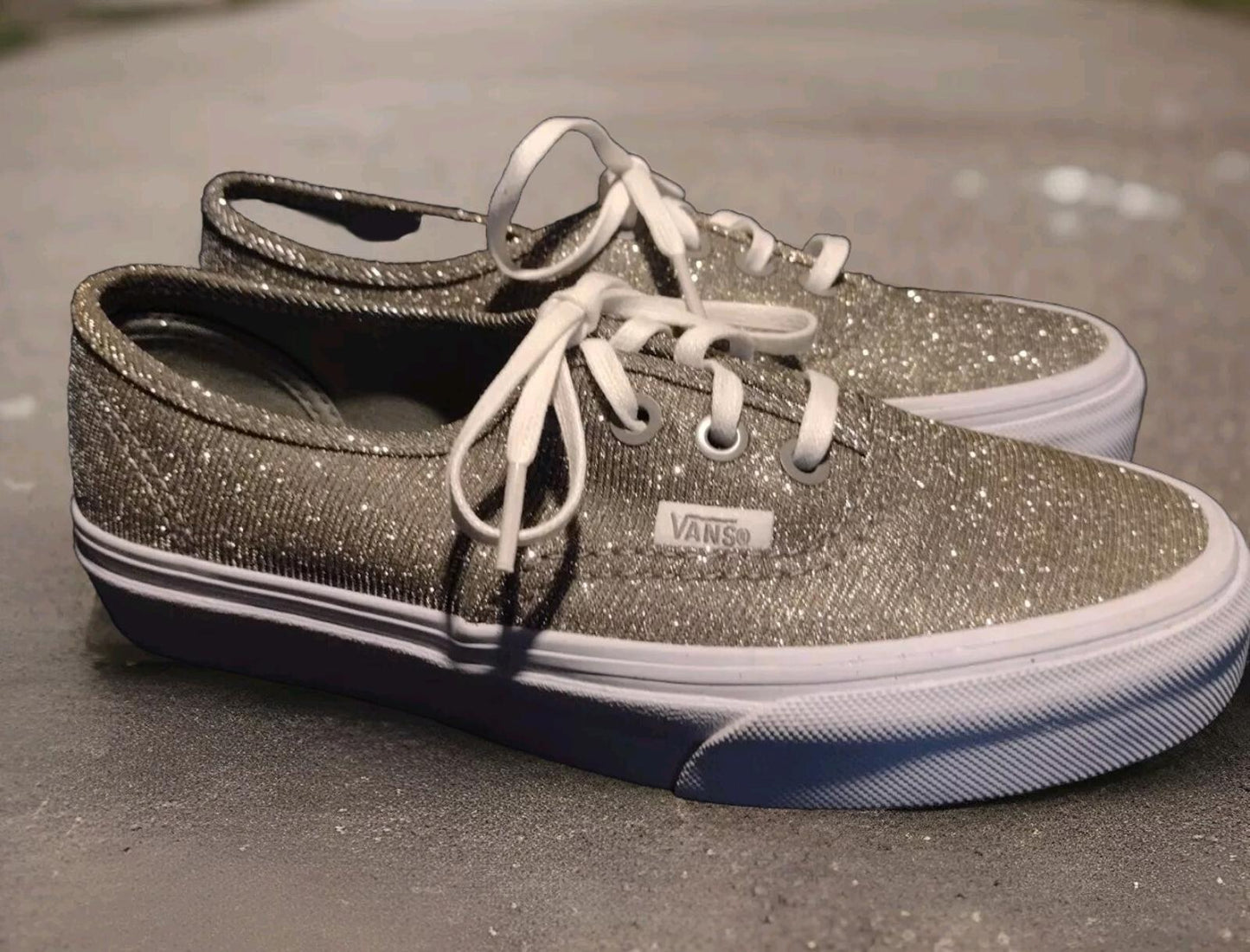 Vans New Gold Silver Glitter Sneakers Women's Sz 5 Men's Sz 3.5 Y2k