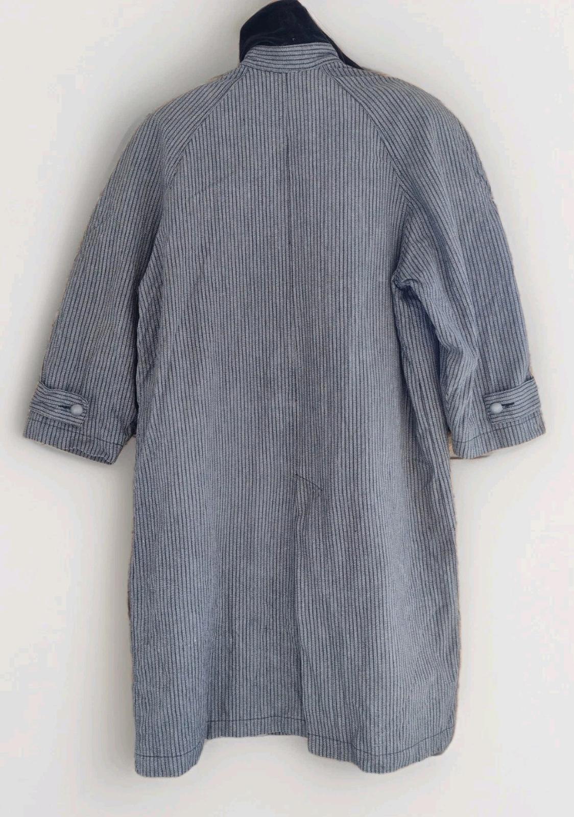 Vintage 80s Triangle Aquarius Rising Oversized Pinstripe Trench Coat Velvet L