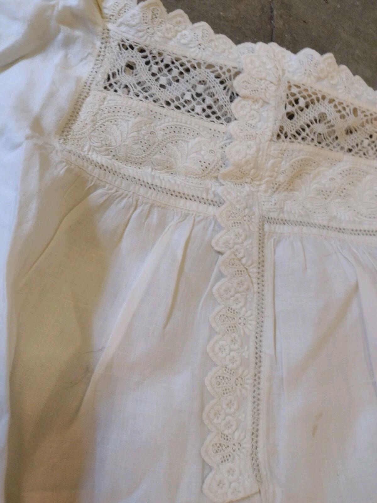 Antique & Vintage Textile Lot 58pc Linens Lace Nightgown Bonnet Dress Estate