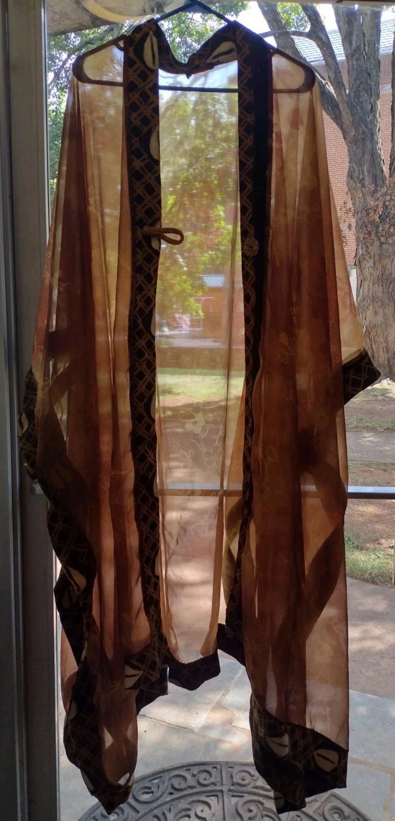 Mina Collection Kaftan Robe Mud Cloth Trim Copper Glow Rare Art to WearOne Size