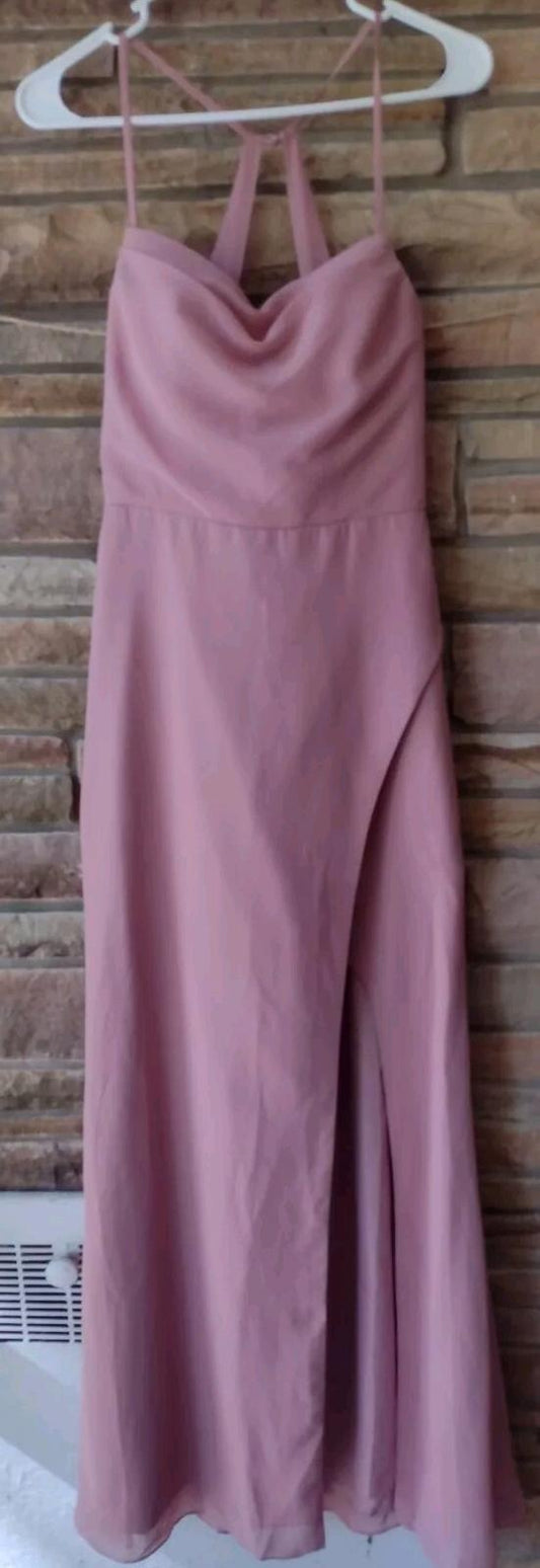 AZAZIE KENDALL And KYLIE Cowl Dusty Rose Chiffon Mermaid Dress  A4 New