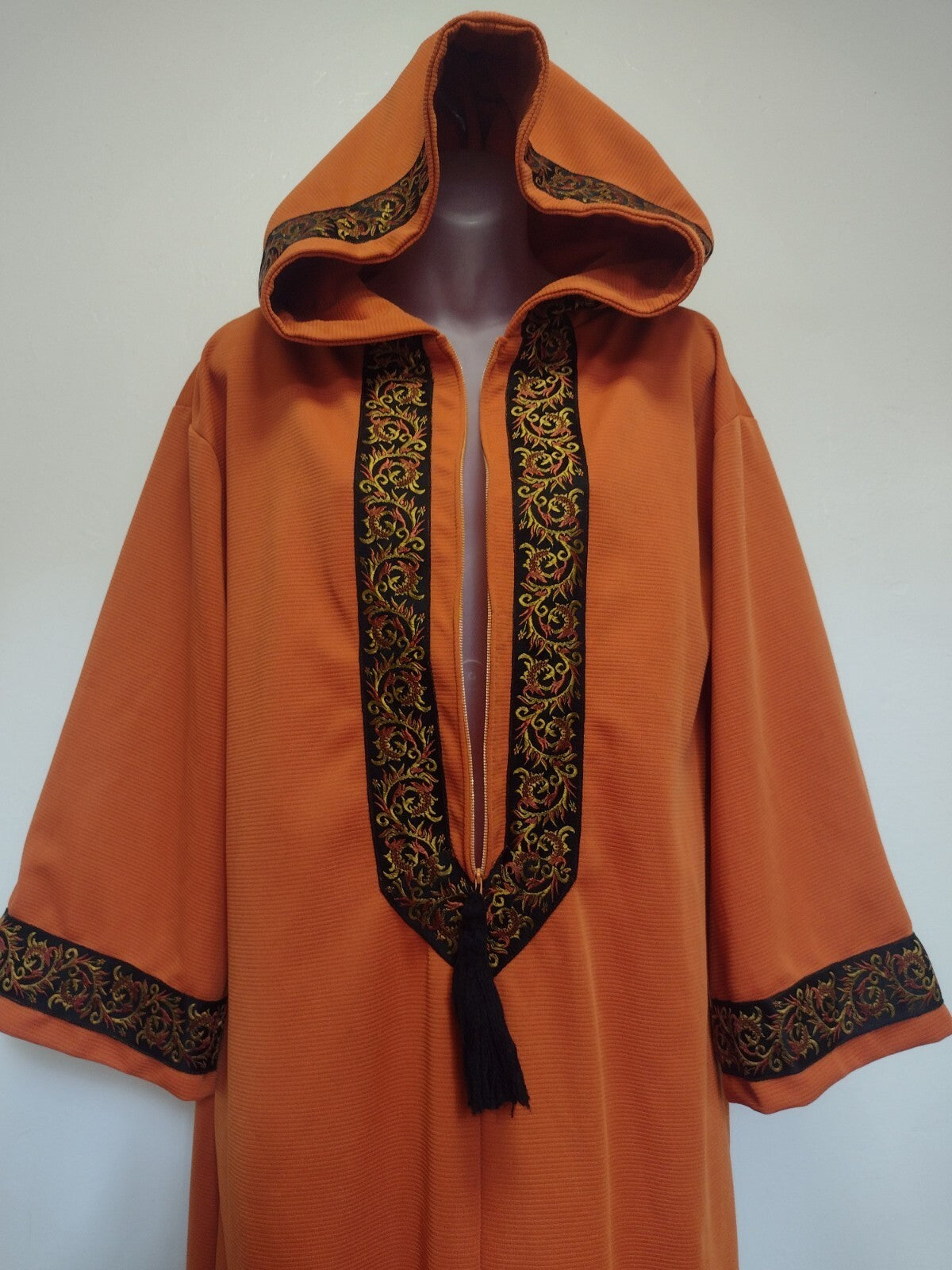 Vintage 70s Handmade Medieval Hooded Robe Caftan Renaissance LARP Wizard Maxi M