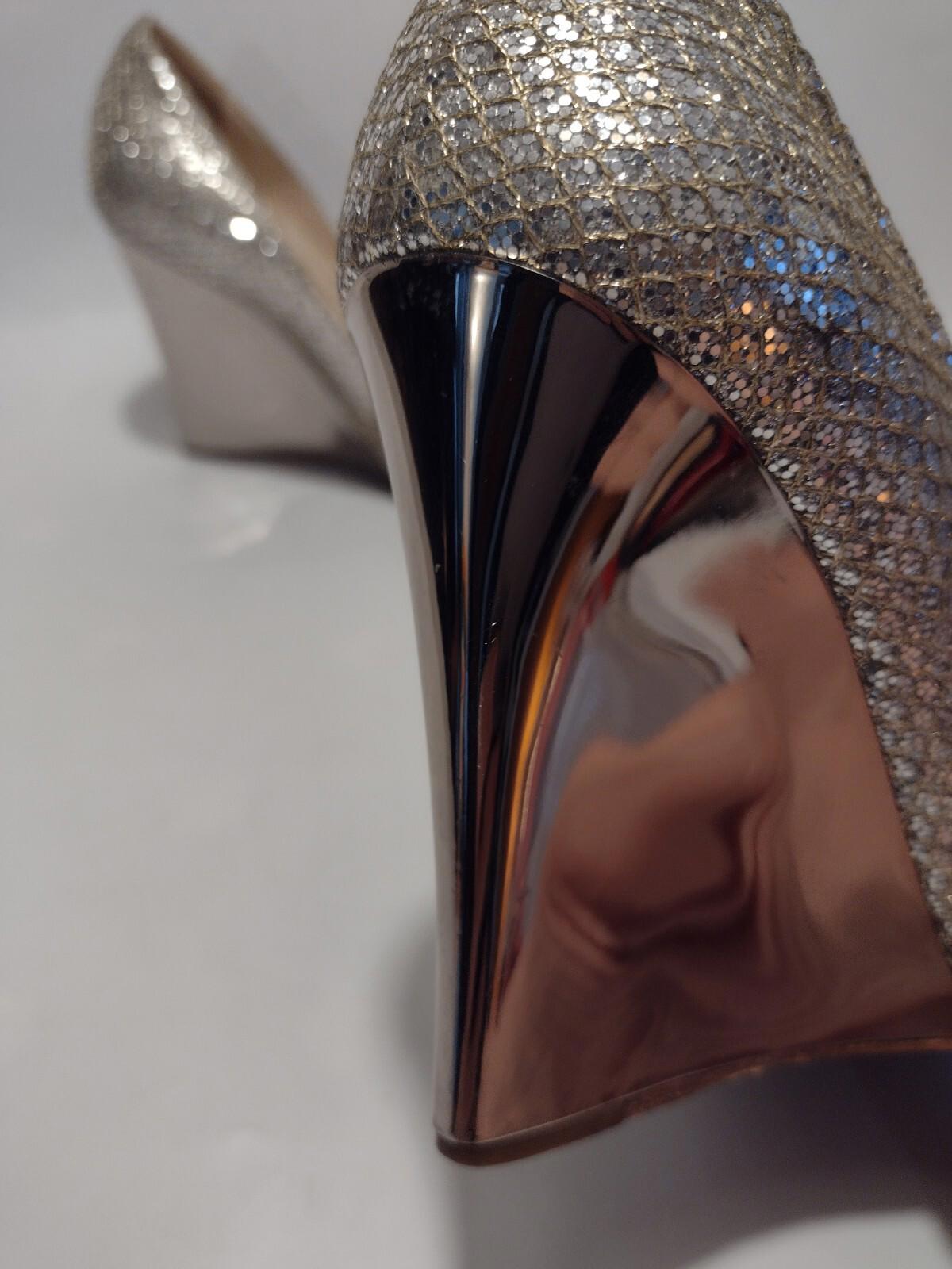 Vintage Jimmy Choo Mirror Sparkle Wedge Heels Sz 36 / 5.5