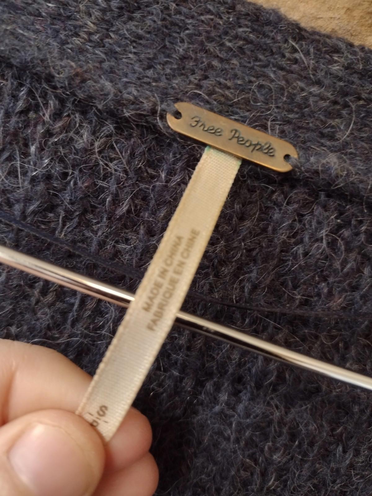 Free People Cloudy Day Wool Mohair Alpaca Fuzzy Grandpa Cardigan S Charcoal