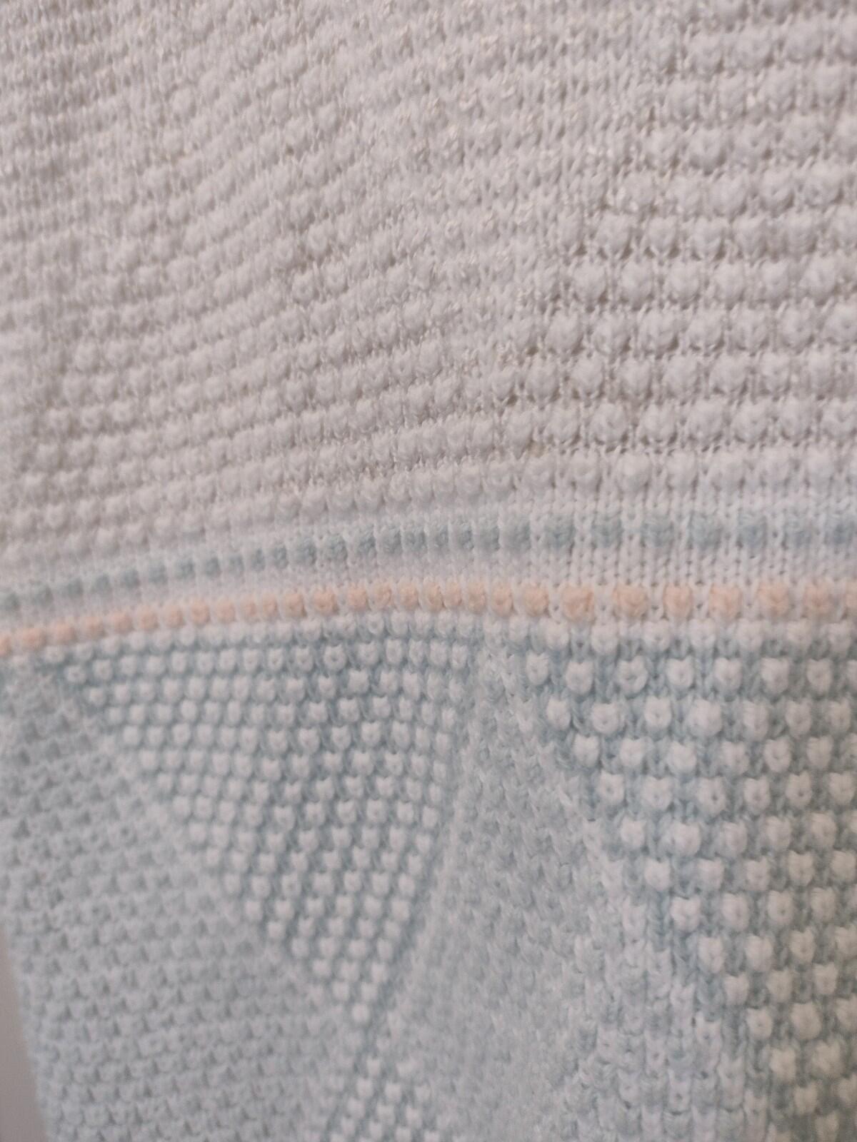 Vintage 80s Pastel Geometric Cotton Knit Short Sleeve Sweater Textured Nubby