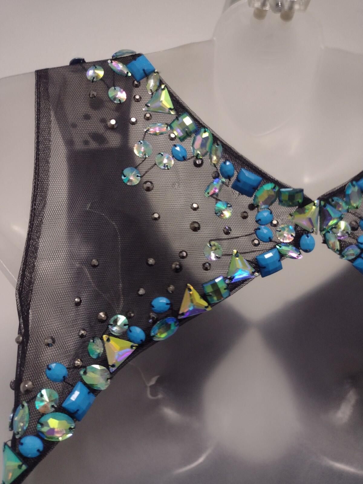 JK Black Rhinestone Keyhole Evening Gown Stretch Formal Dress Size 6