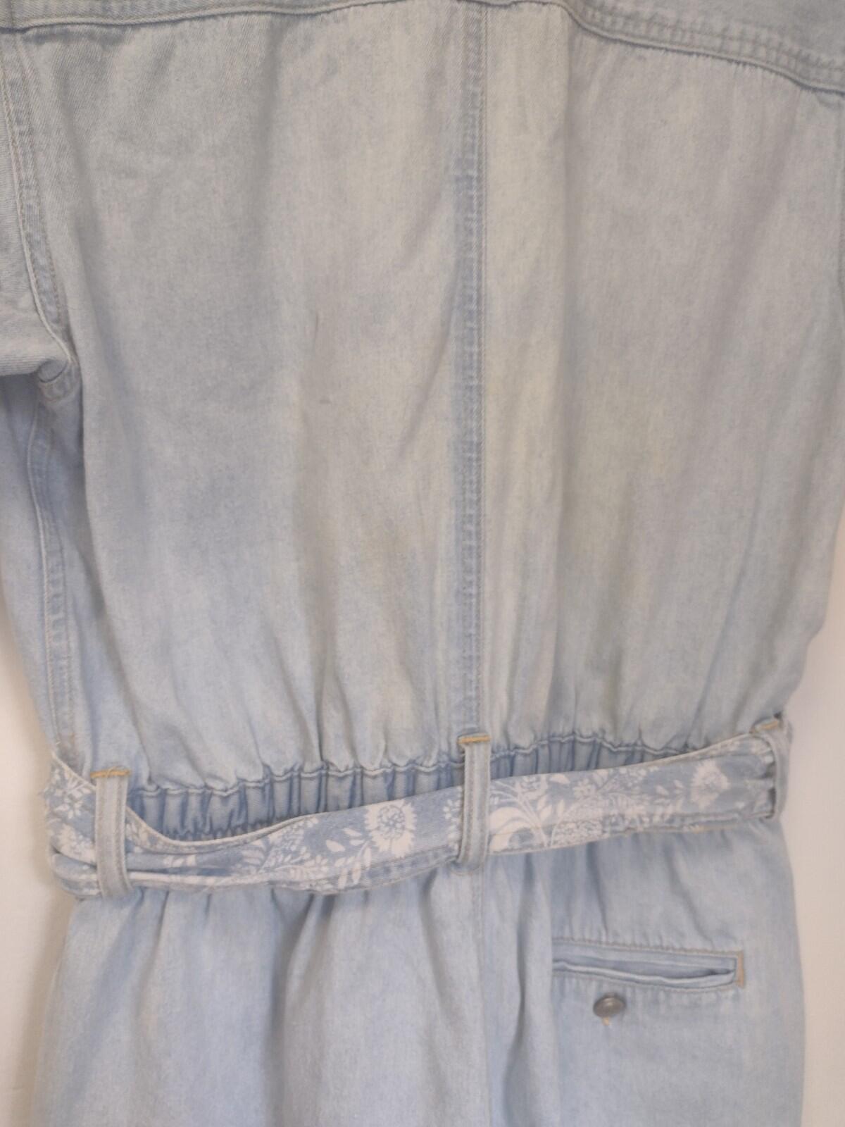 Vintage 80s / 90s Gloria Vanderbilt Denim Romper Light Blue Distressed W Belt PS