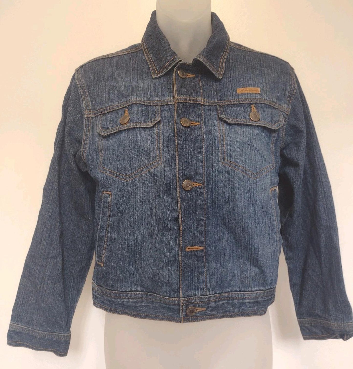 Eddie Bauer Hand Painted Hellfire Club Denim Jacket Youth 10/12 Custom Art
