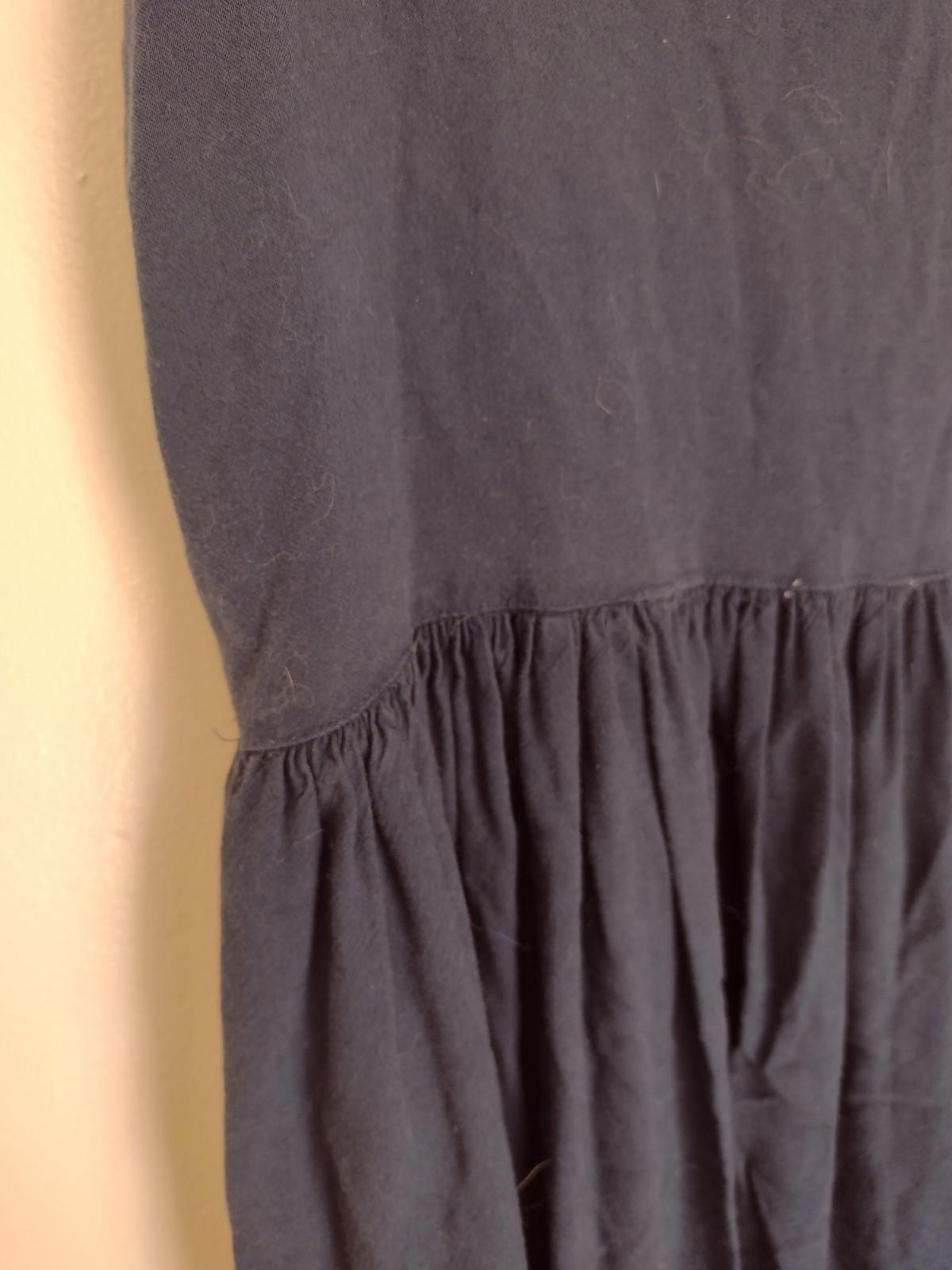 Vintage Fit & Flair Navy Dress Pockets Rayon Navy Blue Embroidered Eyelet Sz 10