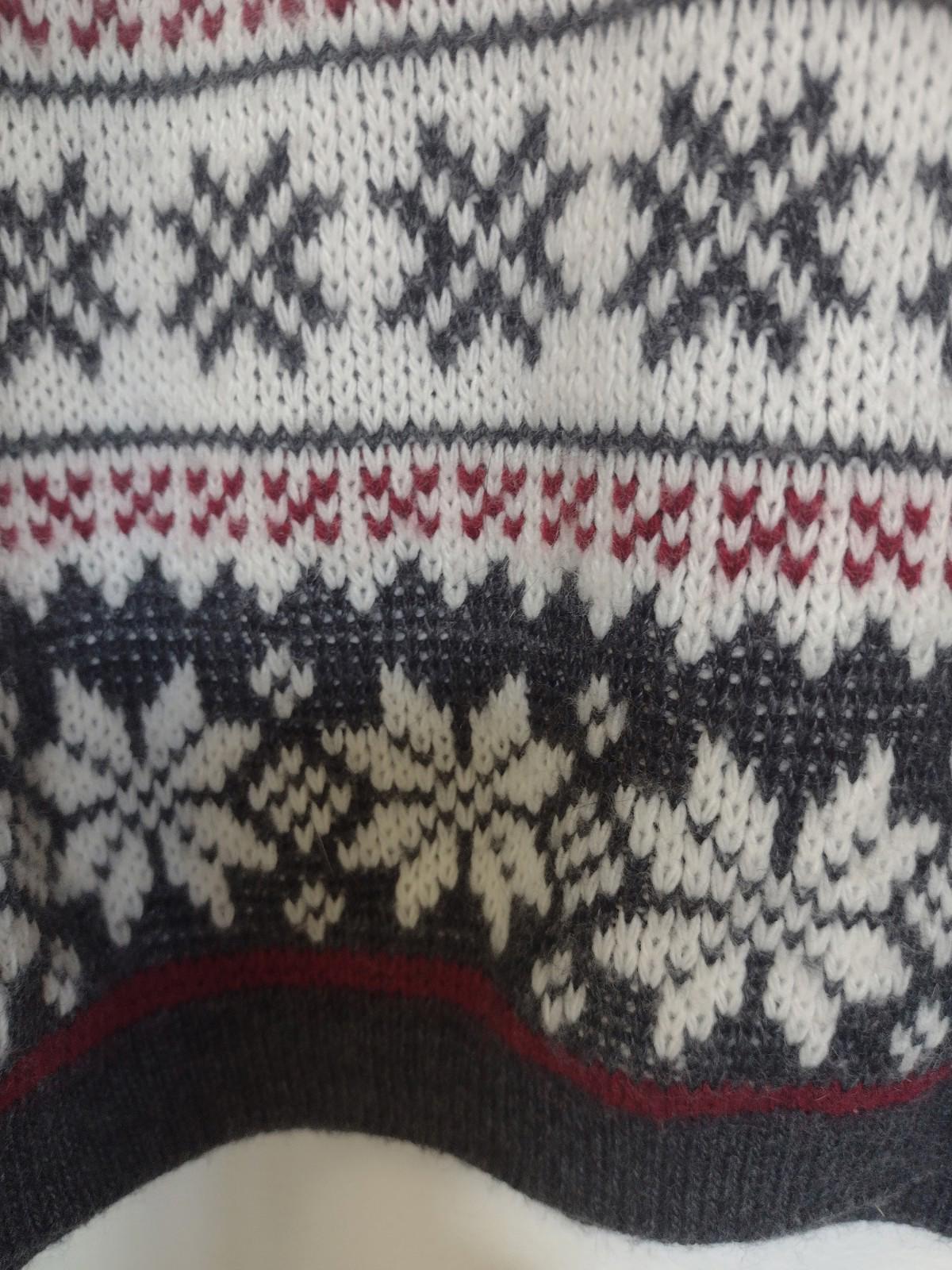 Vintage SPUNKY Brand Fair Isle Sweater Turtleneck Sz L Women's Gray White