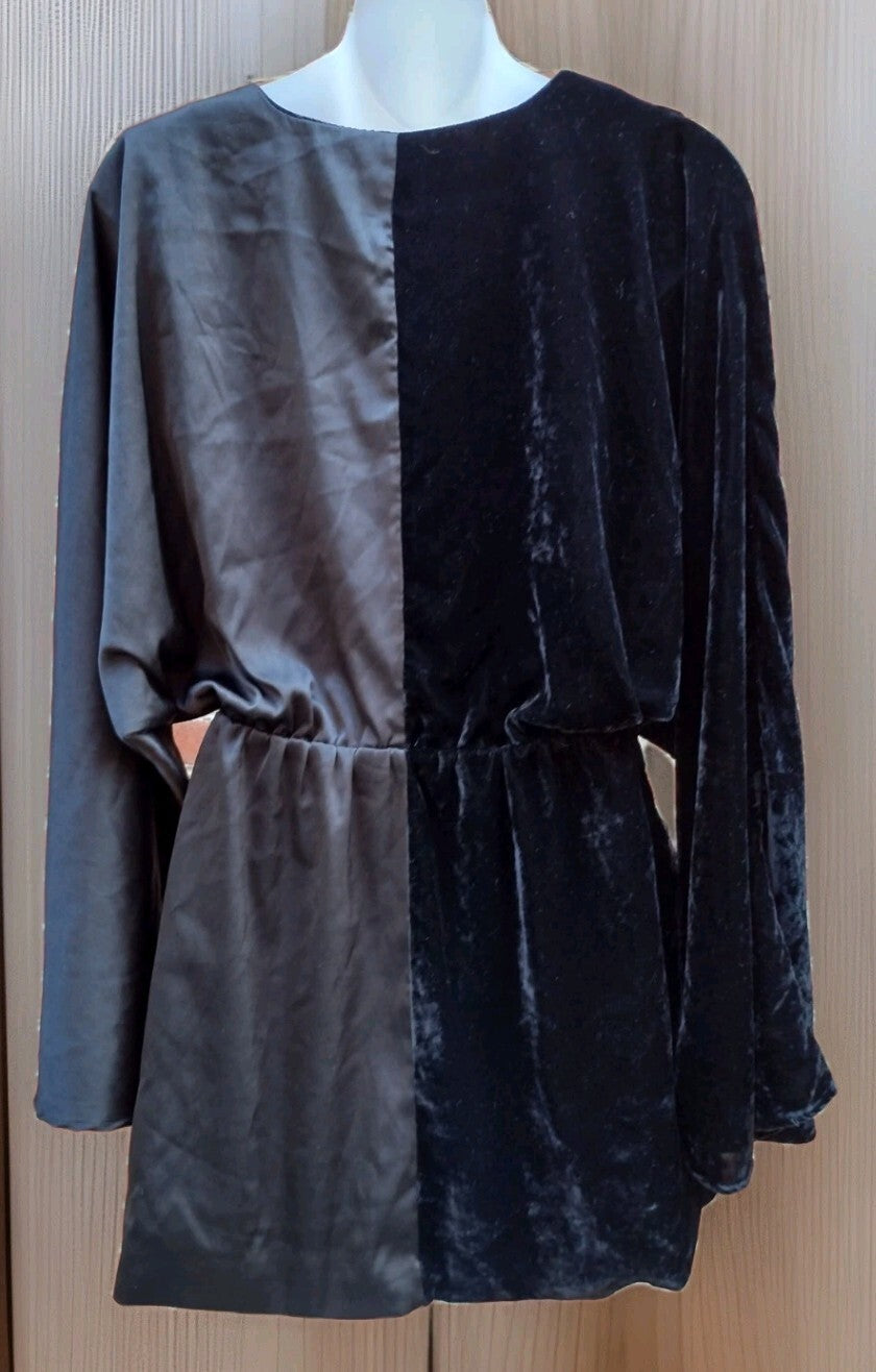 House of Harlow 1960 x REVOLVE Mini Dress Tunic Velvet Satin Goth Party Black S