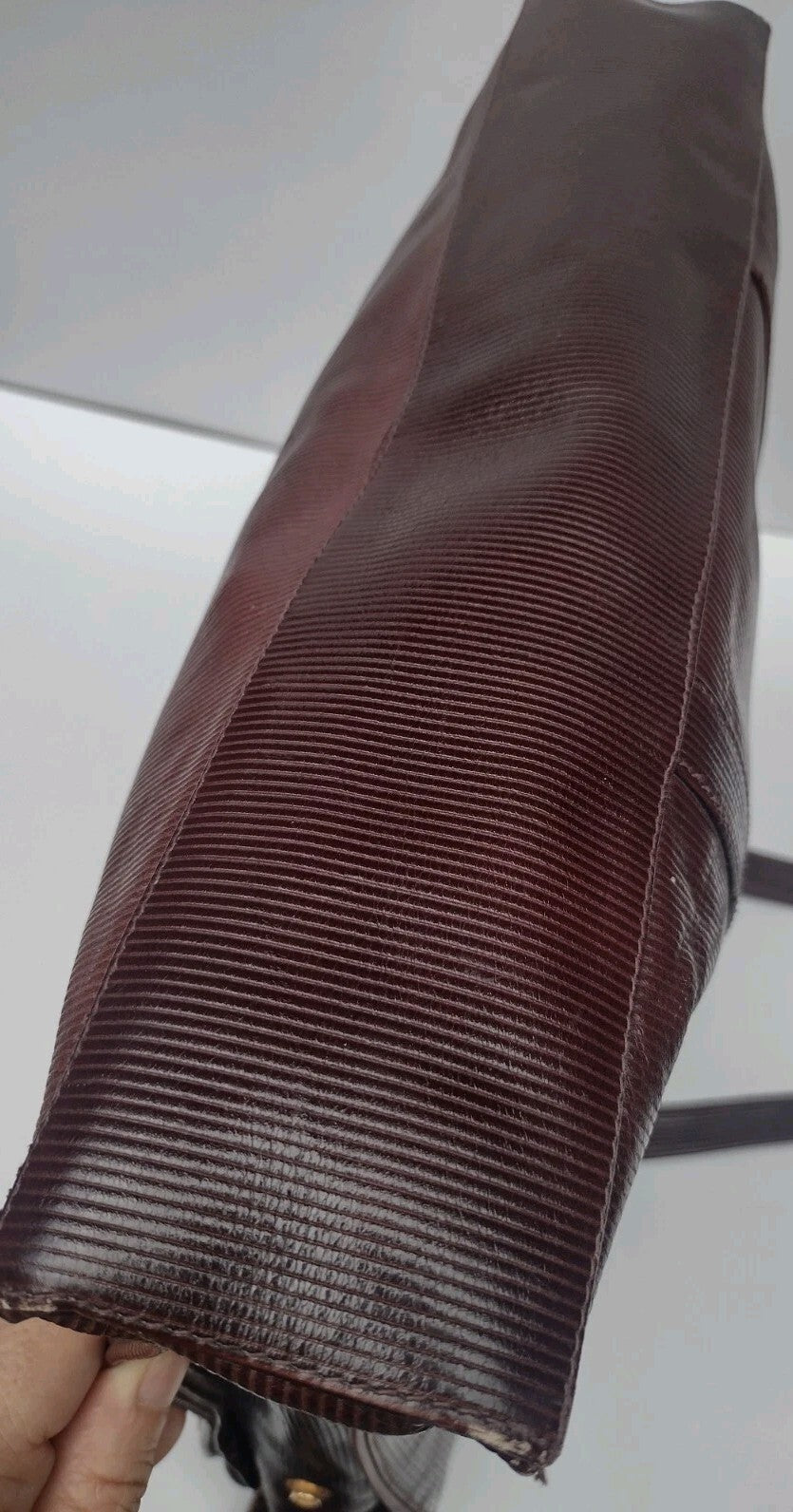 Vintage Bloomingdale’s Italy Briefcase Tote Brown Ribbed Work Laptop Bag