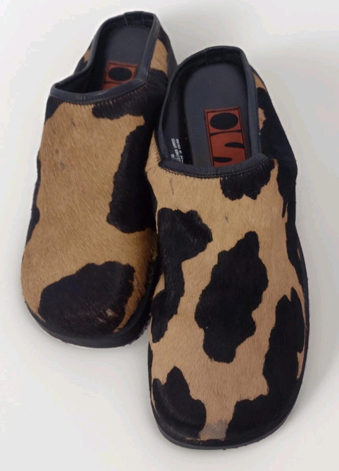 Retired VTG OS By Artifacts Pony Hair Brown Black Clogs Rubber Sole Sz 7