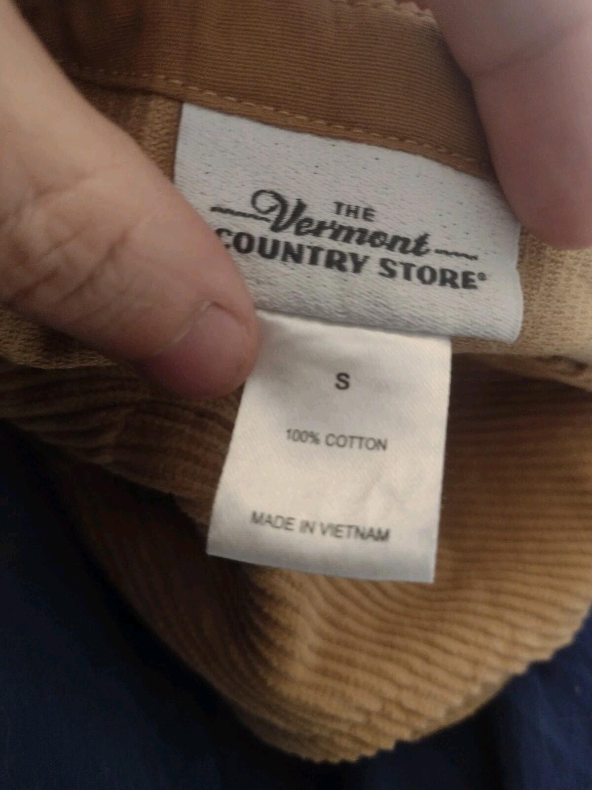 Vermont Country Store Tan Corduroy Jumper Dress Small Button Front Pockets