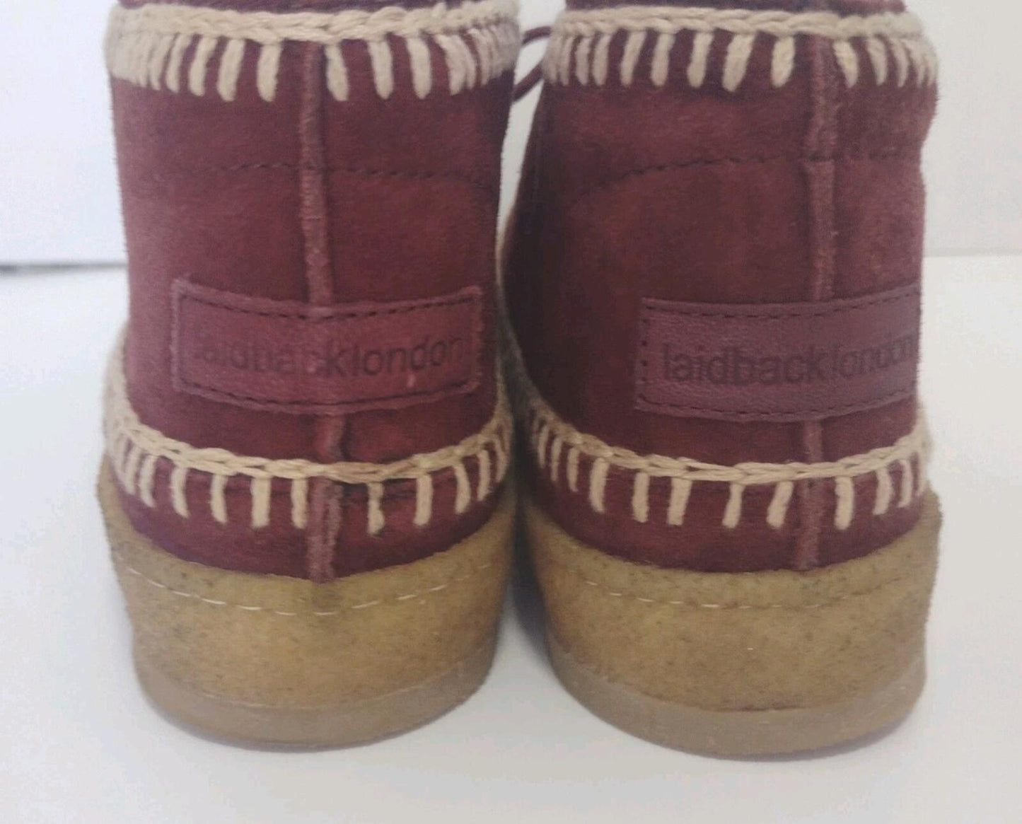 Laidback London Shenje Burgundy Suede Boots Women’s 39 Handmade Crepe Sole
