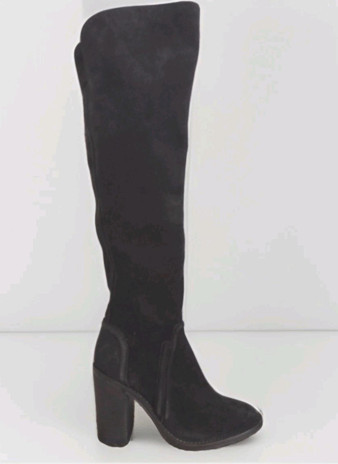 Vince Camuto Melaya Knee High Boot Off Black Suede Size 5.5 M Fits Like 6