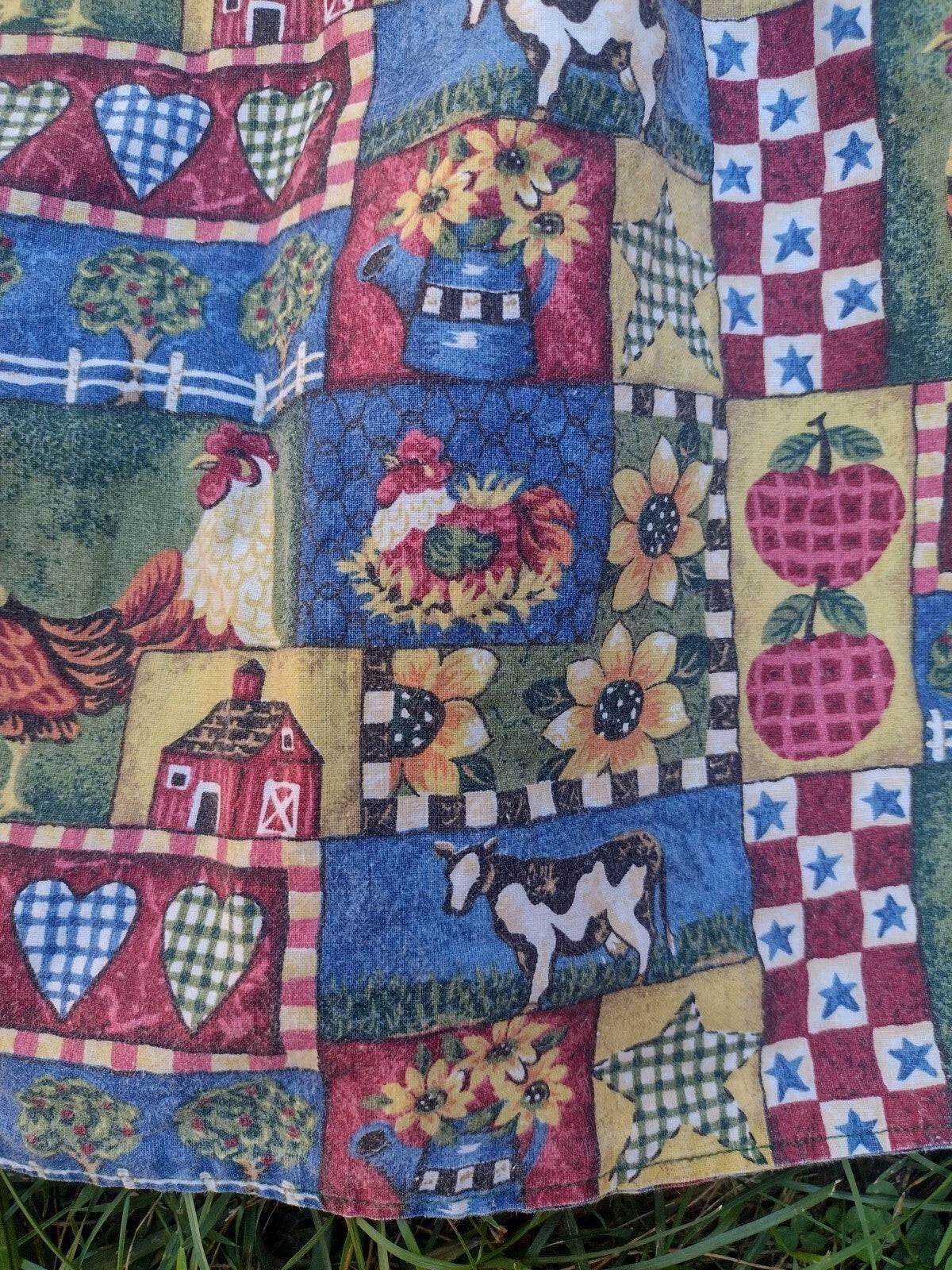 Country Chicken Apron Lot Reversible Farmhouse Rooster Hen Cotton Kitchen Set 2