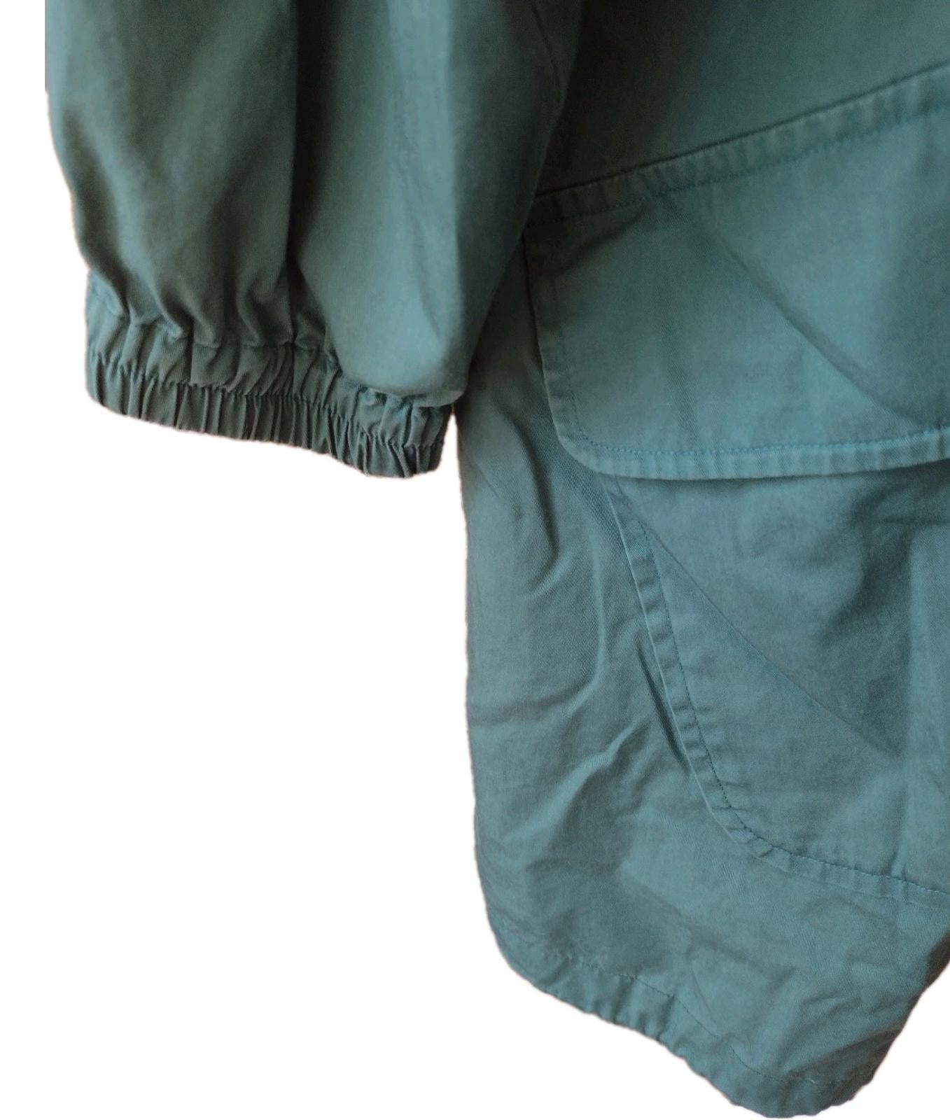 Vintage Apart Utility Jacket Wom L Green Cotton Blend Drawstring Satin Lined Y2k