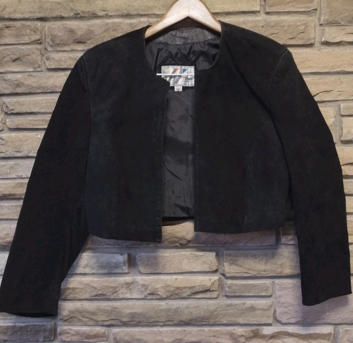 Vintage Wilsons Black Suede Dress & Cropped Jacket Set Korea RN 68426 69426