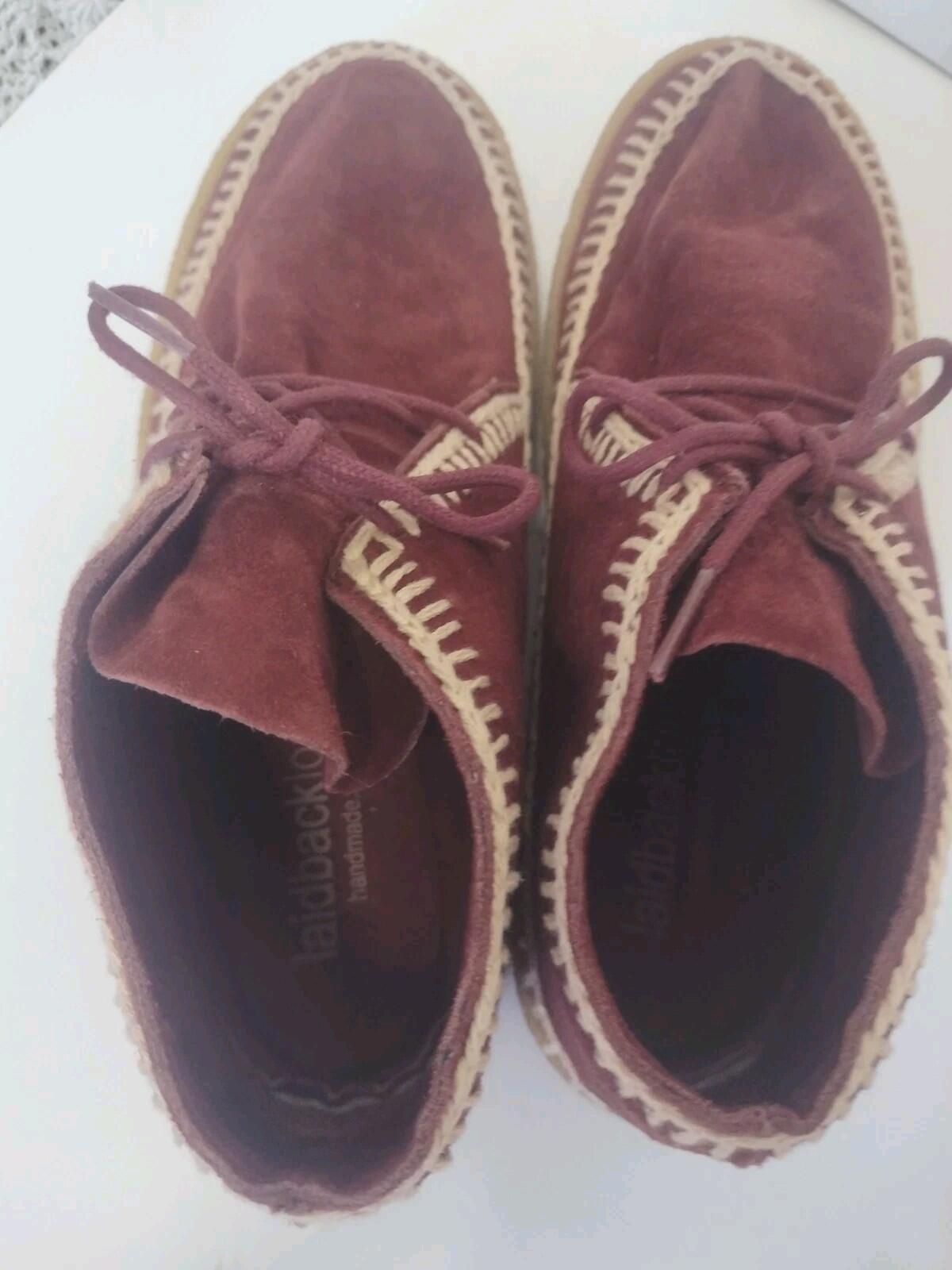 Laidback London Shenje Burgundy Suede Boots Women’s 39 Handmade Crepe Sole