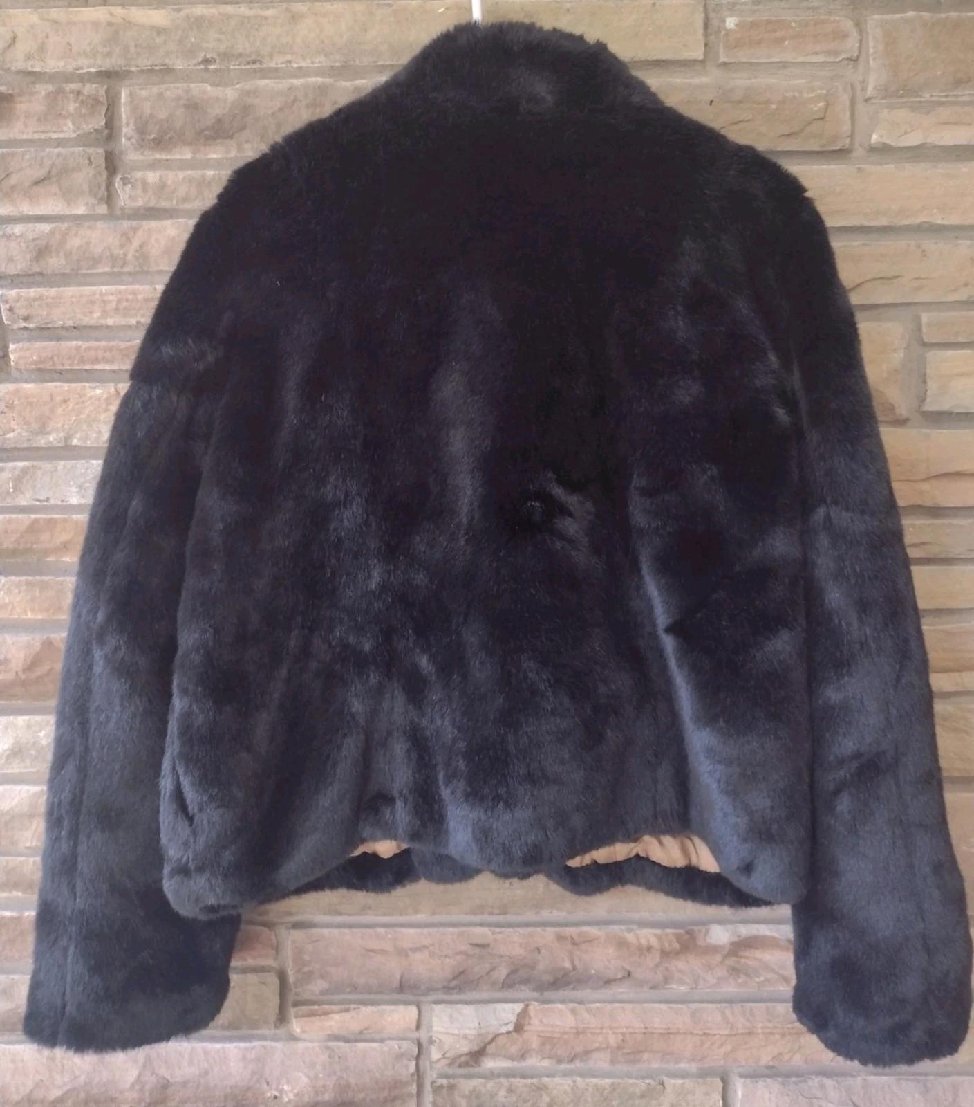New i.e. Vintage Style Faux Mink Black Short Coat Sz L MSRP $143