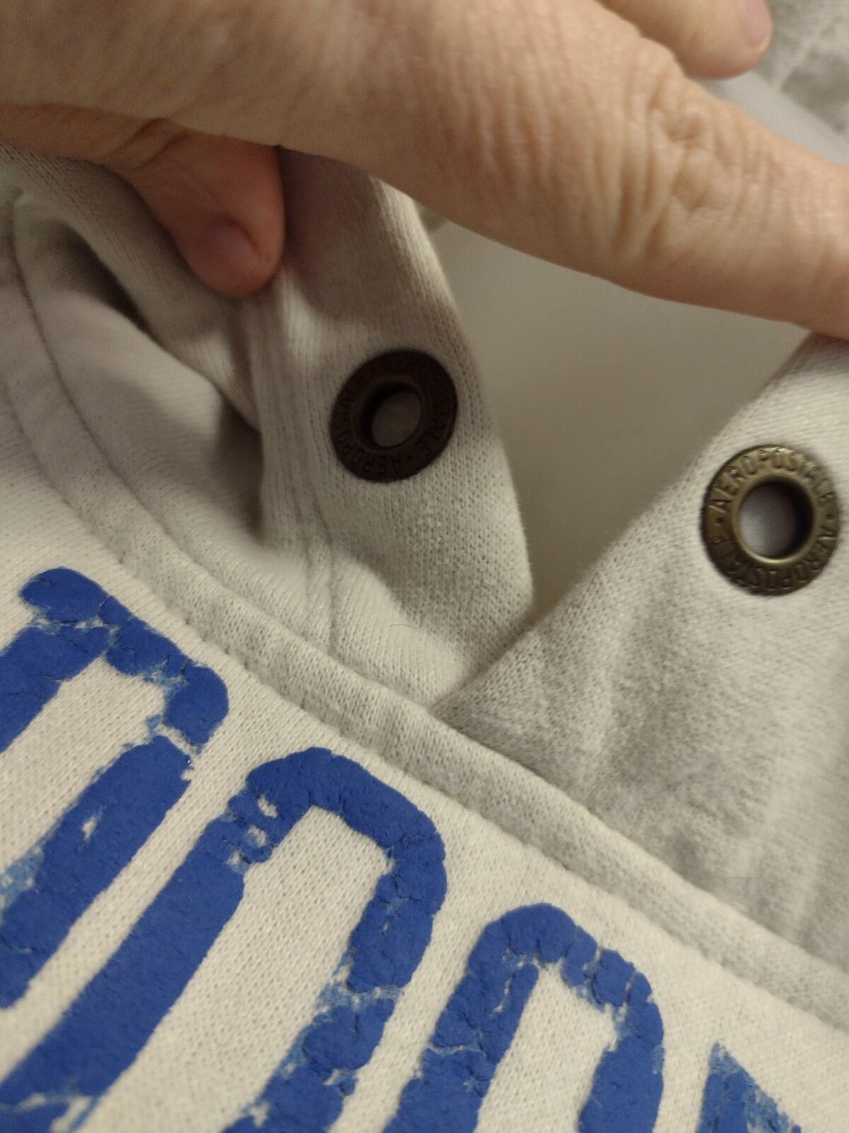 Vintage Aeropostale 87 Hoodie Men’s M Bone Off‑White Soft Fleece Y2K Distressed