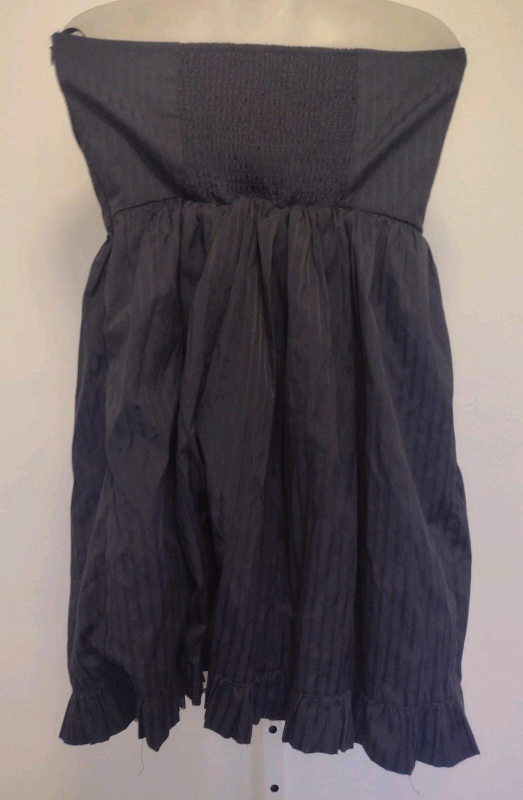 Red Camel Navy Blue And Black Stripe Wild West Style Ruffled Dress Strapless L
