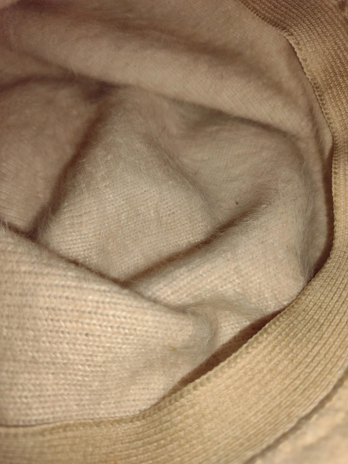 Vintage Kangol Furgora Wide Brim Hat Made in England Beige Plush 20.5”