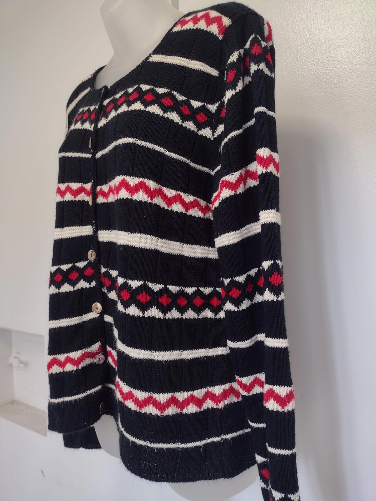 Vintage 1980s Reba Rose Cardigan Sweater – Made in USAClassic Sz XL