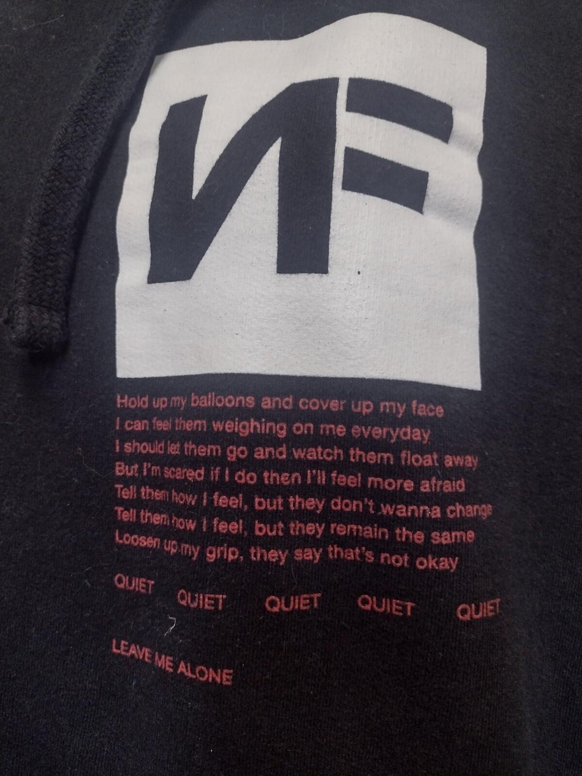NF Leave Me Alone Hoodie The Search 2019 Rare Lyrics Print M