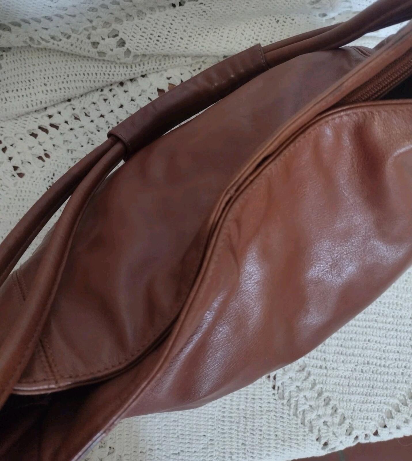 Cee Klein Genuine Leather Shoulder Bag Brown Gold Hardware Vintage Y2K