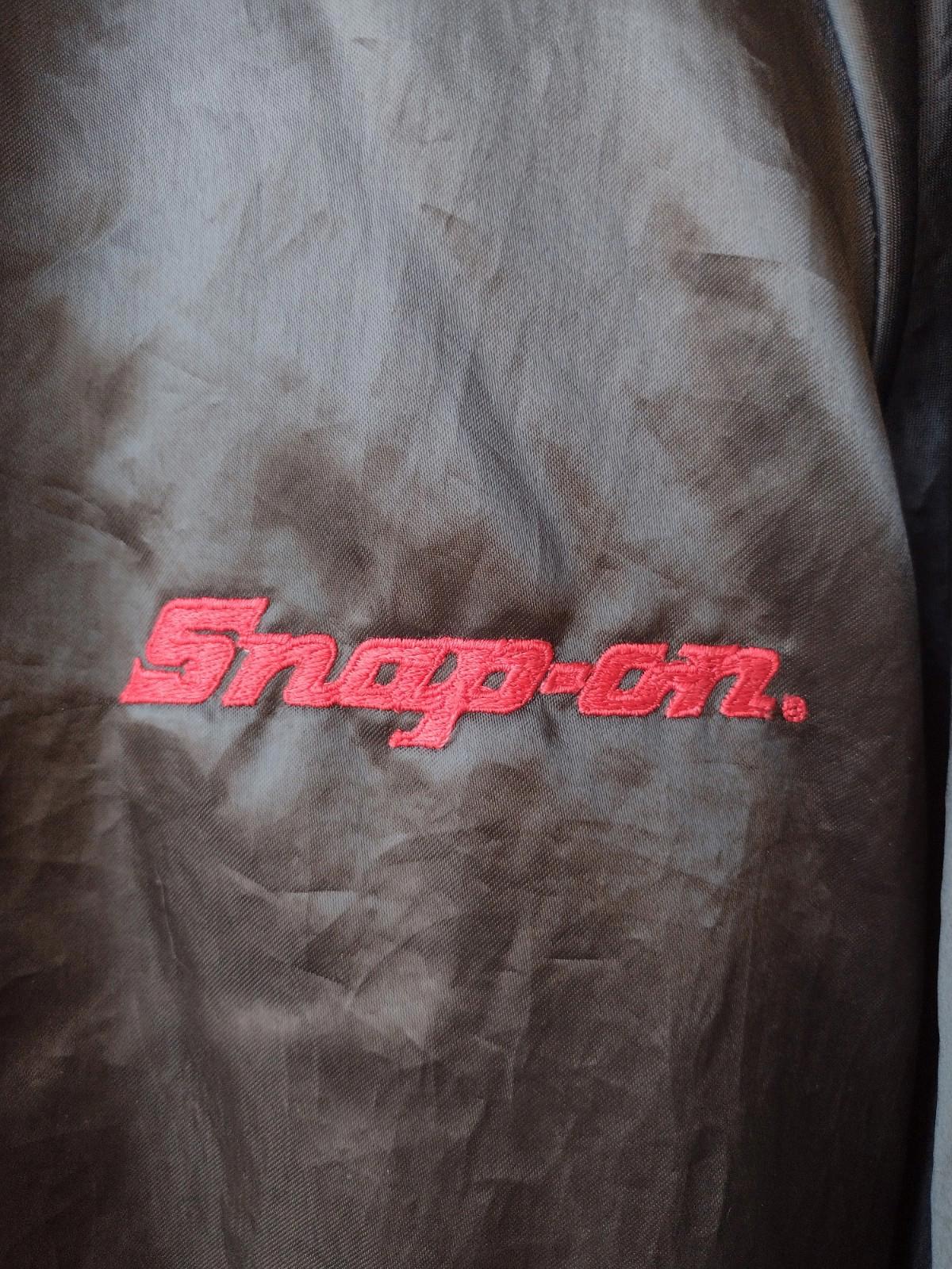 VTG 80s Snap‑On Tools Black Satin Bomber Jacket L Bridgeport USA Nylon