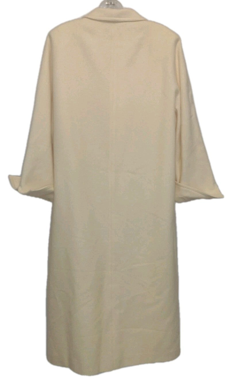 Vintage 60s 100% Wool Swing Coat Ivory A-Line Long Jacket Mid Century Old Money