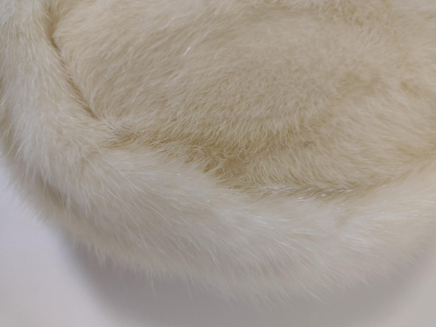 VTG Champagne Mink Pillbox Hat 50s Cream Satin Lined 20.5” Old Hollywood Glam