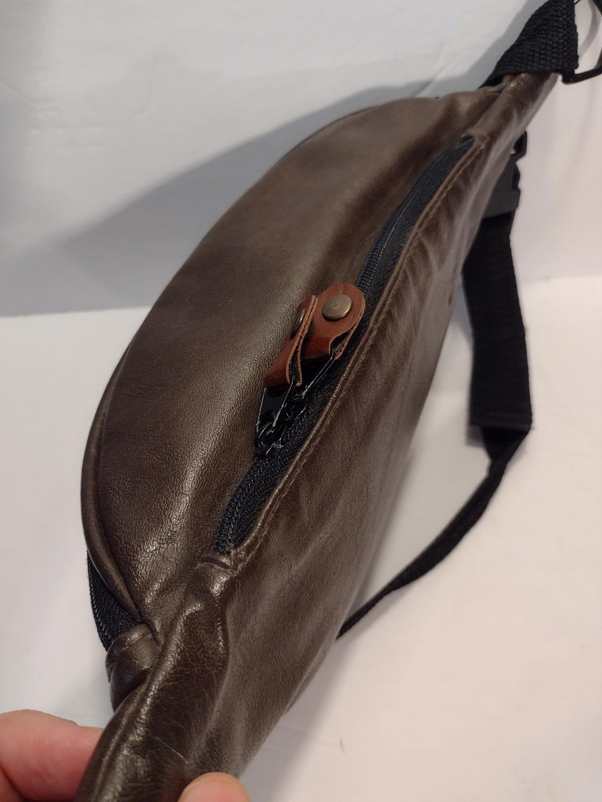 Tandem Bags Aspen Woods Leather Fanny Pack Brown Multi Pocket Waist Bag 38"