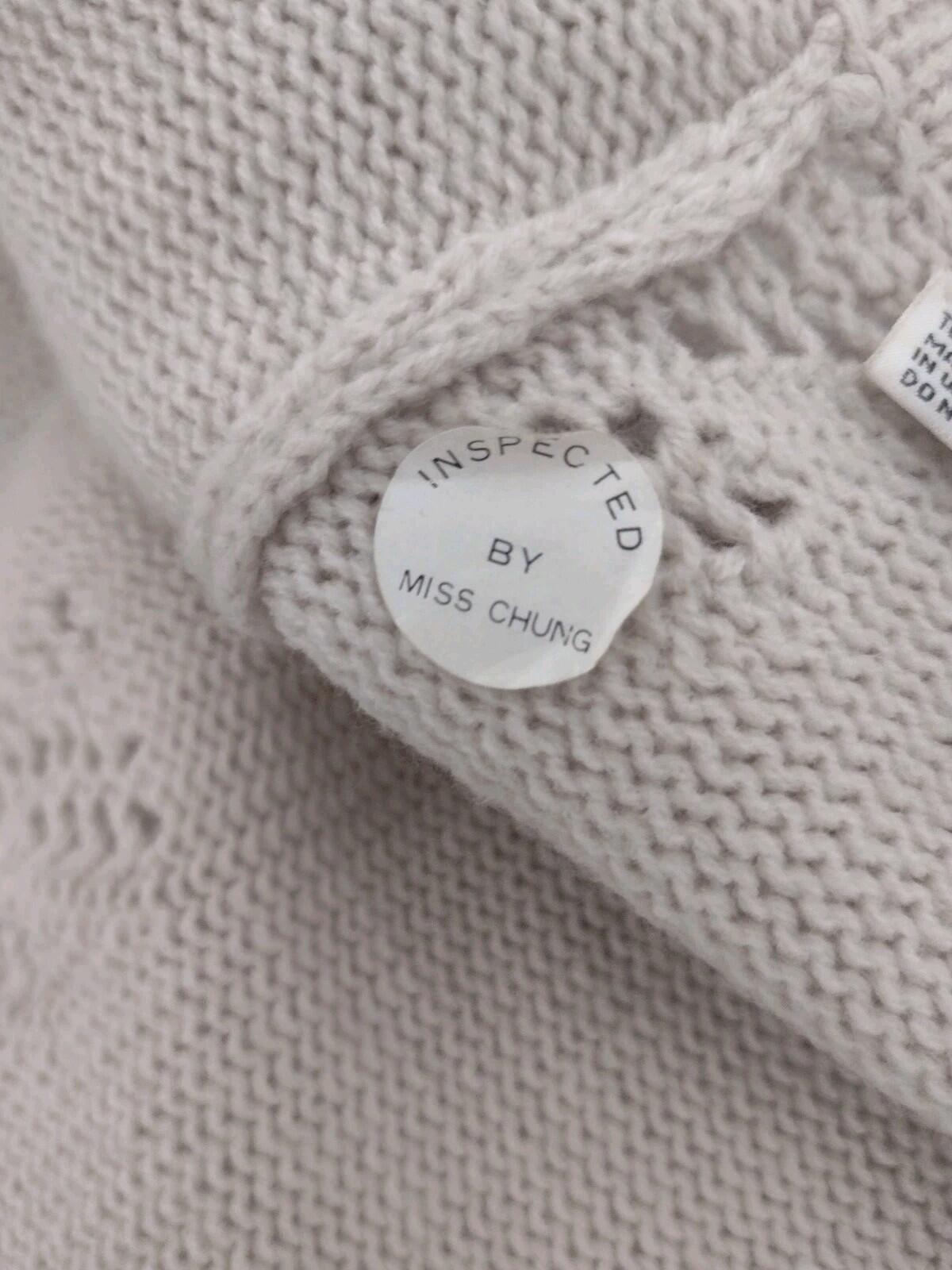 VTG 70s Sweater Bee Hong Kong Knit Poncho Cape Beige Eyelet ButtonsDeadstock