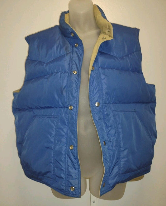 VTG 80s Pacific Trail Reversible Down Vest Tan/Blue L