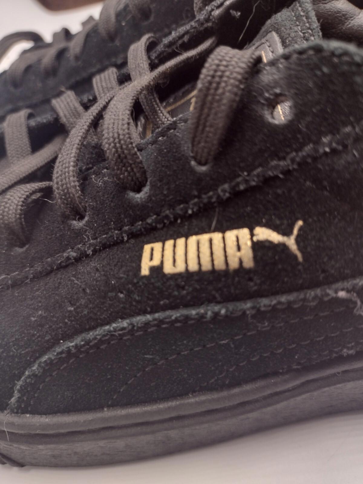 Puma Black Suede Gold Toe Platform Sneakers Sz 7.5 Women