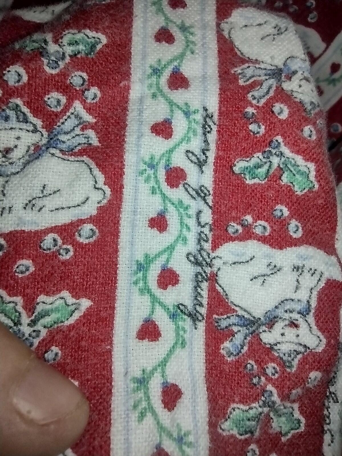 Vintage 80s Cotton Nightgown L Polar Bear Holly Print Lace Ruffle Long Sleeve
