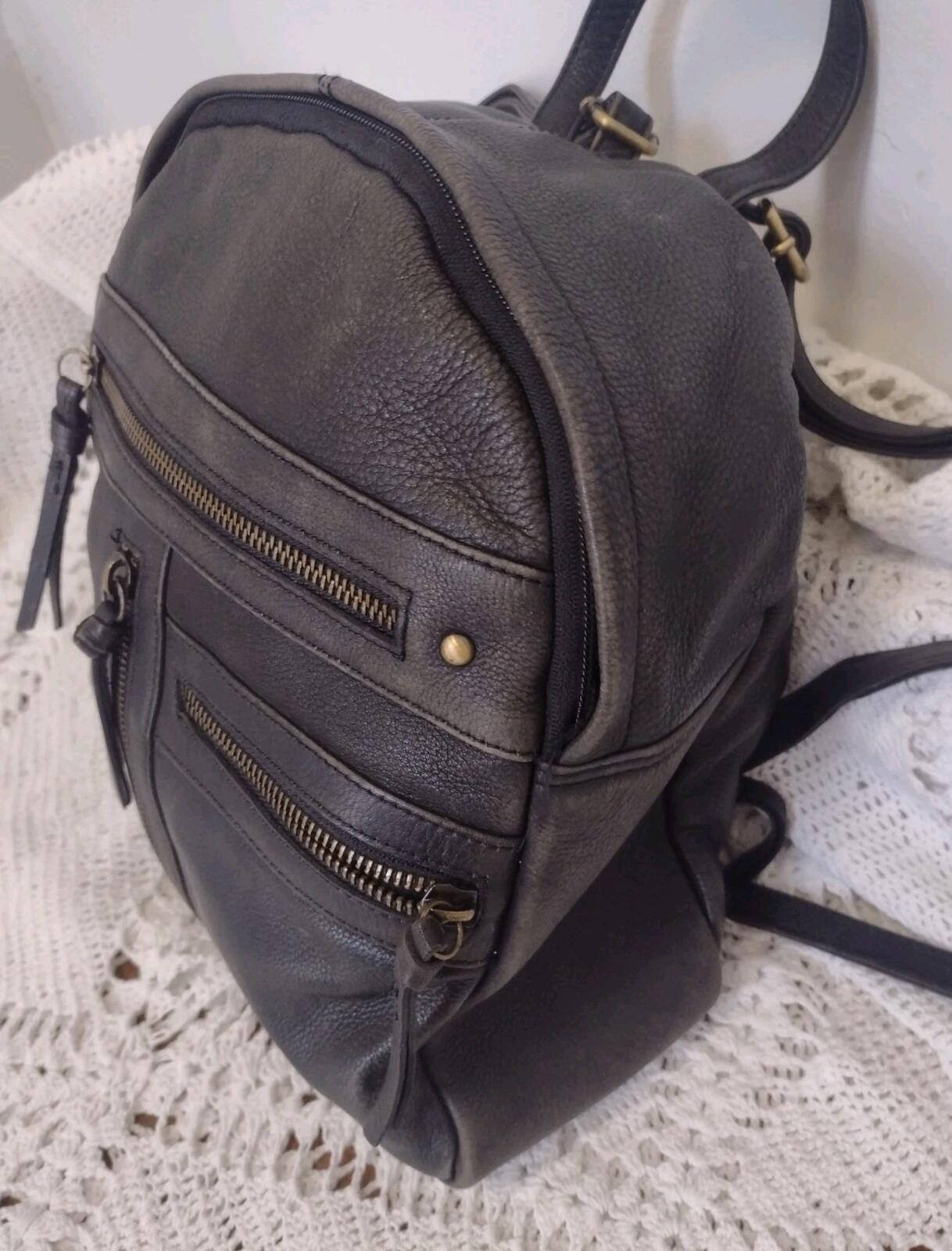 Great American Leather Works Black Leather Backpack Medium Multi Pocket