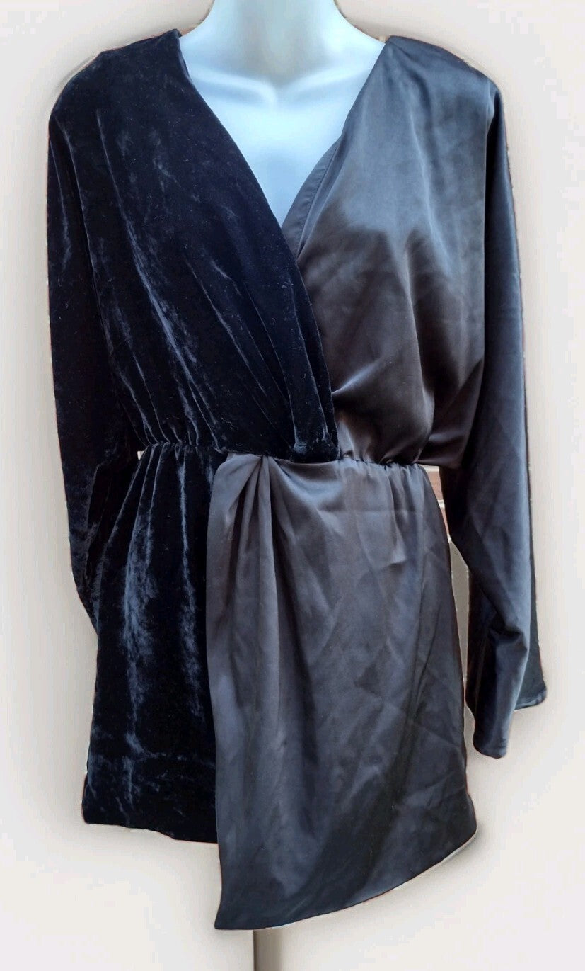 House of Harlow 1960 x REVOLVE Mini Dress Tunic Velvet Satin Goth Party Black S