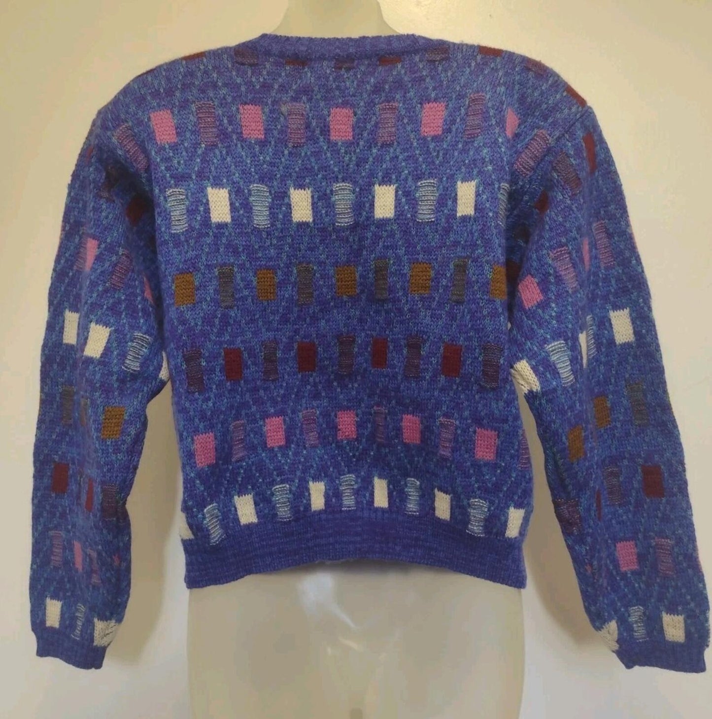 Vintage 80s Colours by Alexander Julian Wool Cardigan Double Breasted M HK