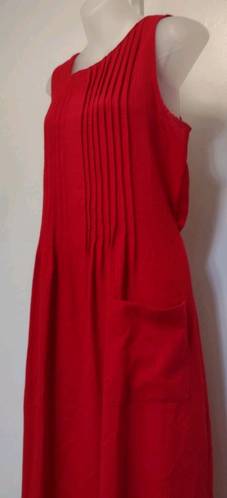 Melissa Harper Red Textured Sleeveless Dress Size 10 Button Back Pockets