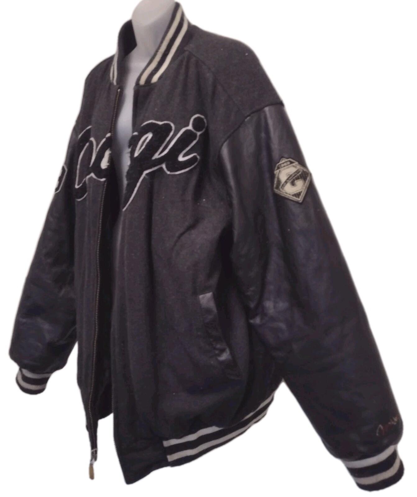 COOGI XXL Varsity Jacket Rainbow Stitch Script Logo Black