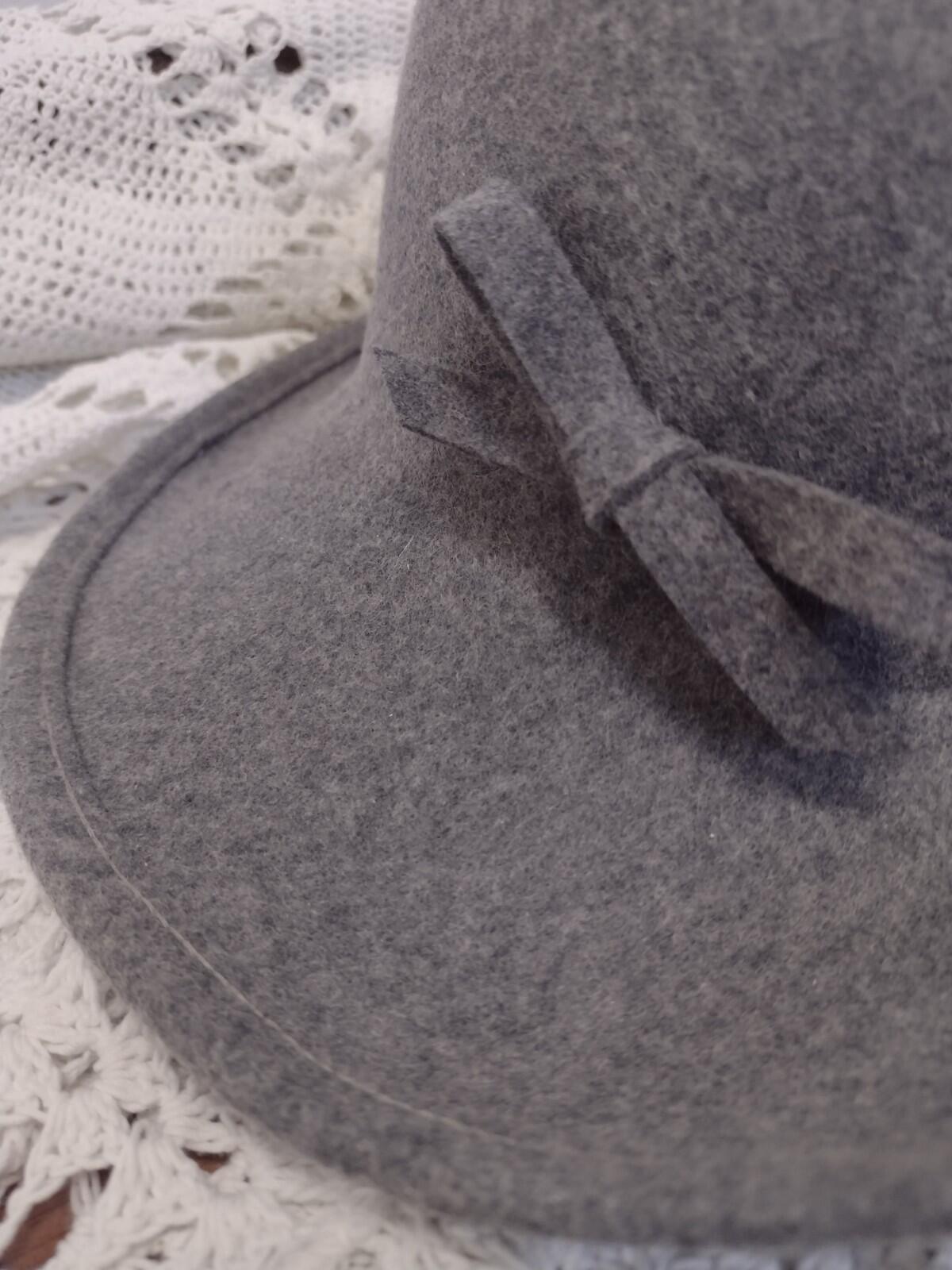 Vintage 60s Bollman Doeskin Felt Hat Gray 100% Wool USA Union Made Women’s Bow